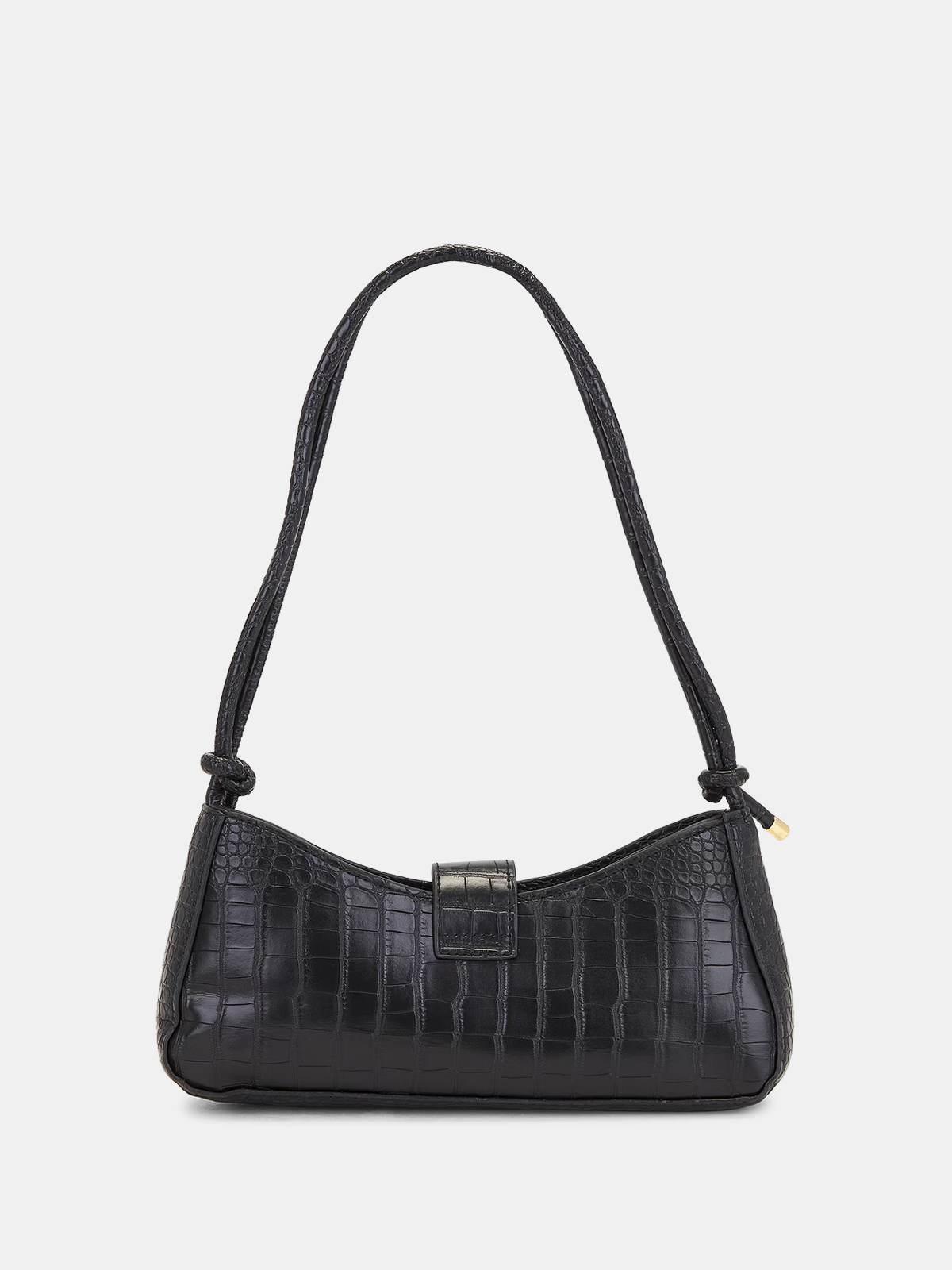 Croc-Embossed Buckle Underarm Bag-Chicvia