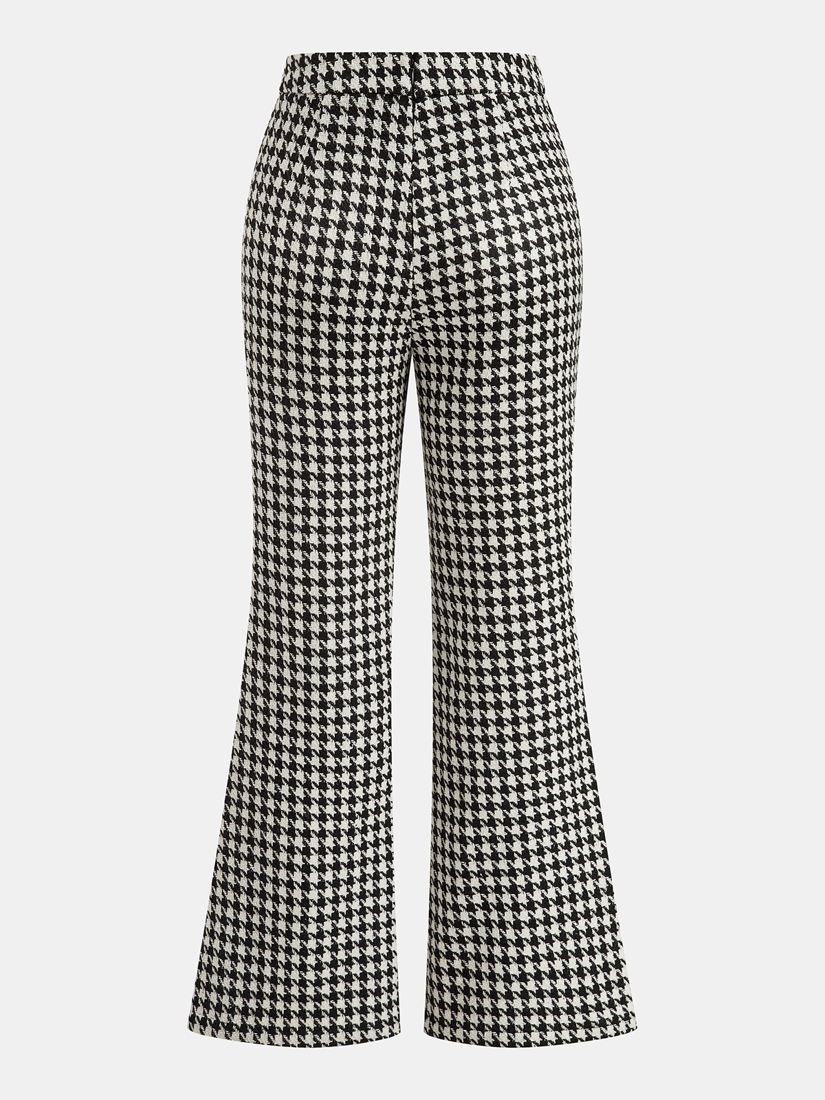 Mid-Waist Houndstooth Flared Pants-Chicvia