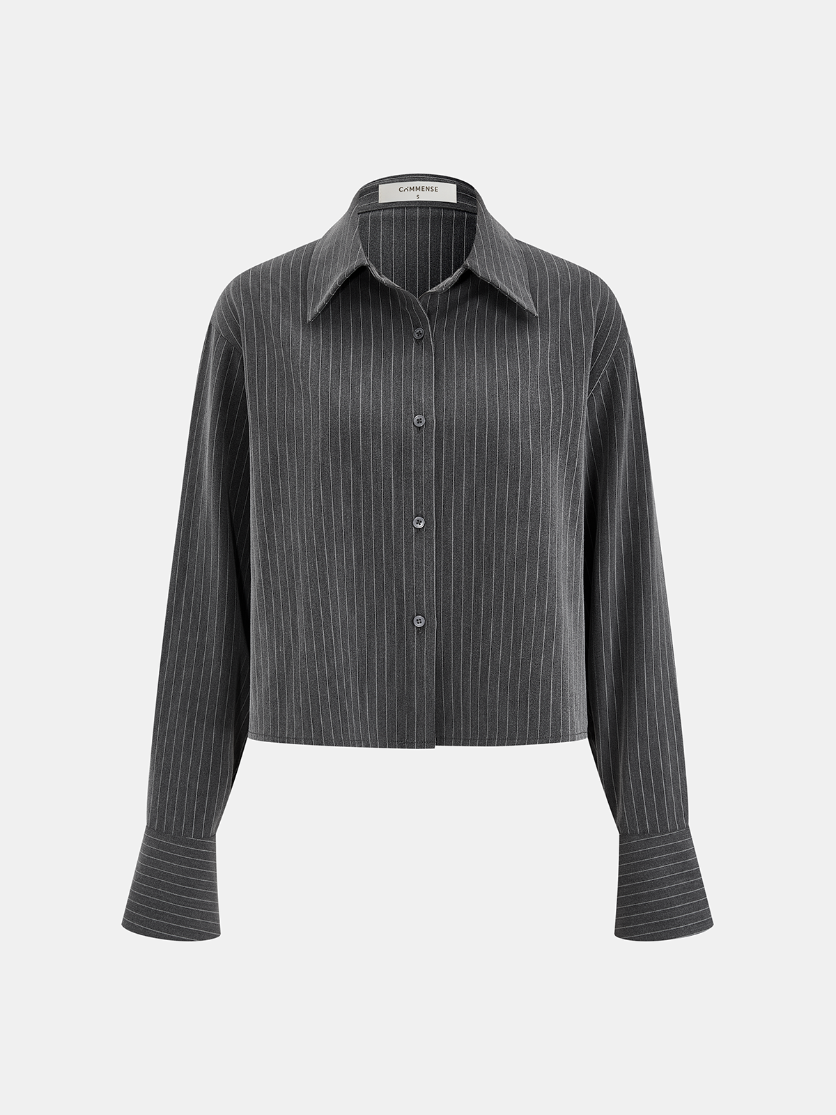 Pinstripe Shirt and Ruched Mini Skirt Set-Chicvia