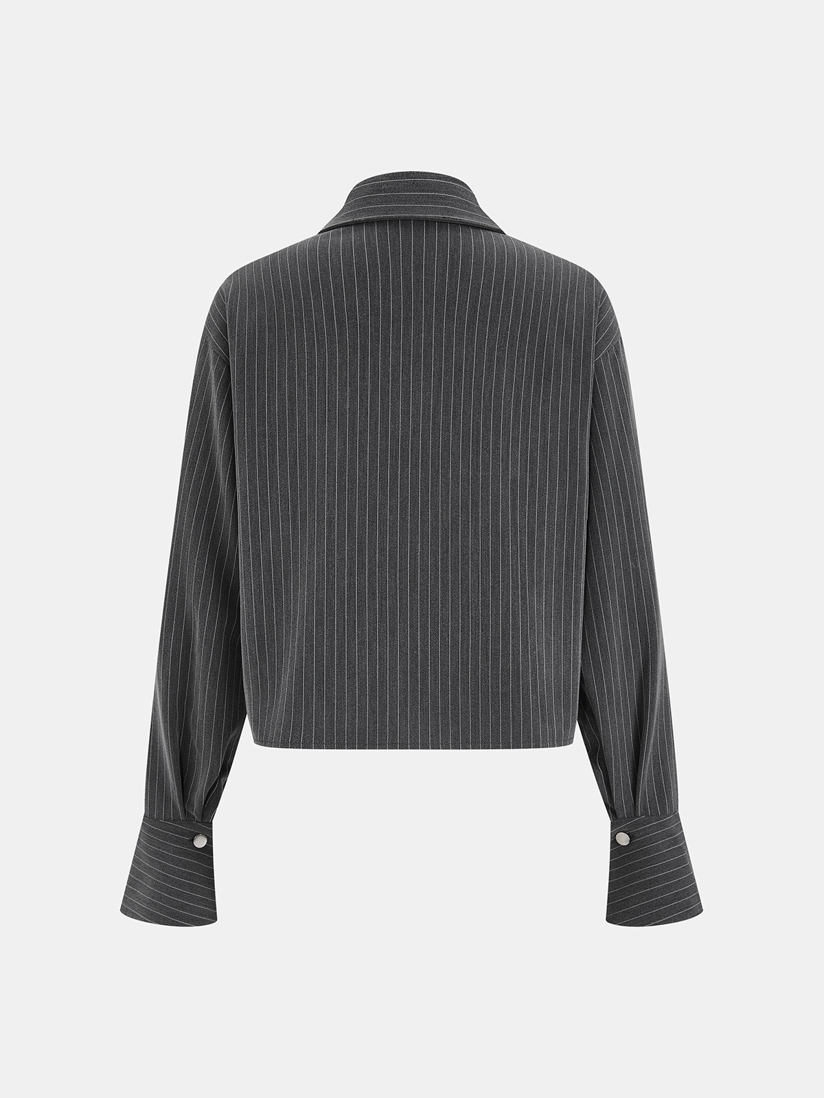 Pinstripe Shirt and Ruched Mini Skirt Set-Chicvia