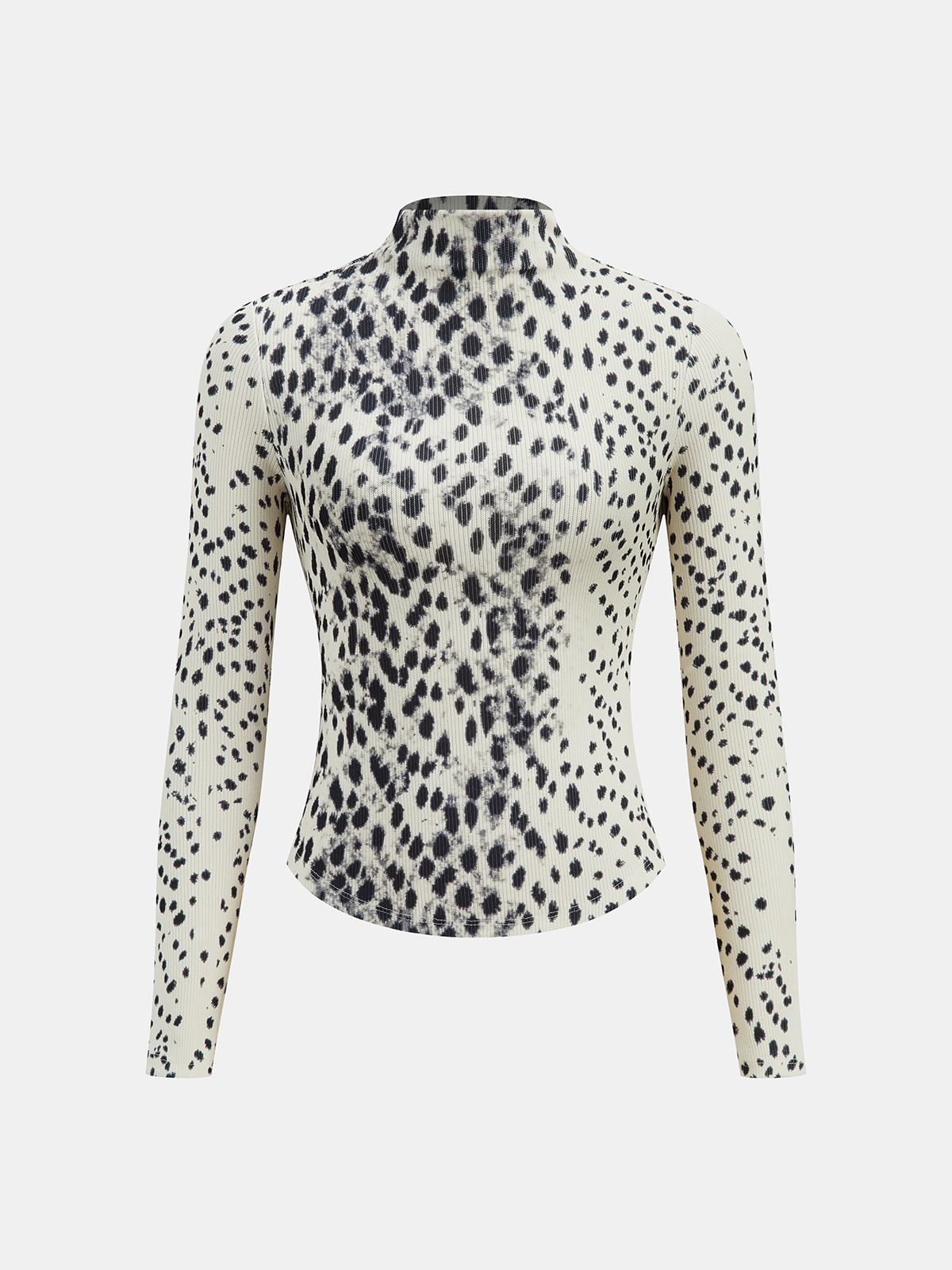 Leopard Print Ribbed Mock Neck Top-Chicvia
