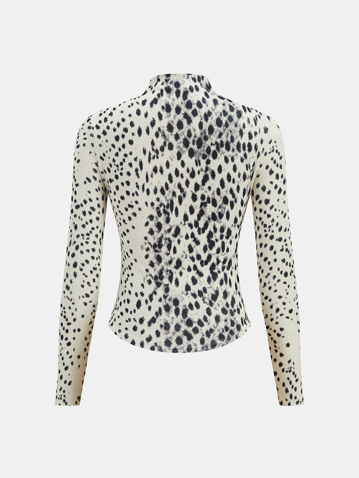 Leopard Print Ribbed Mock Neck Top-Chicvia
