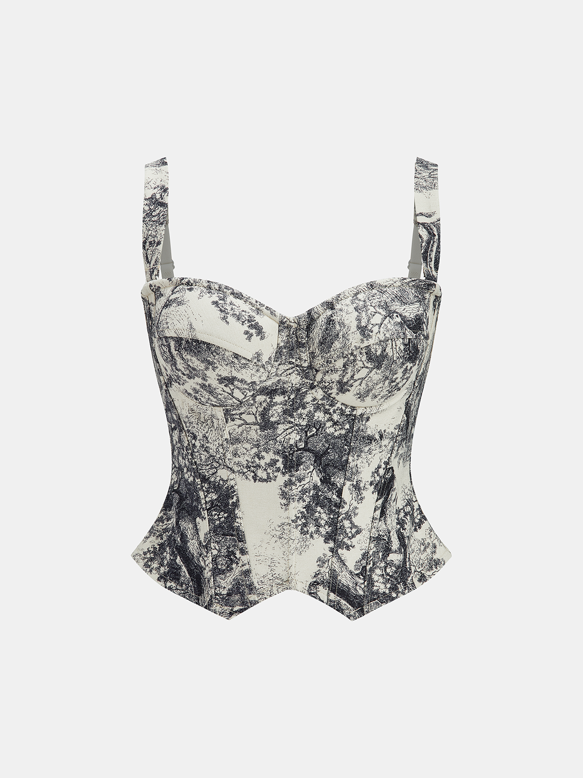 Ink Wash Painting Print Corset Top-Chicvia