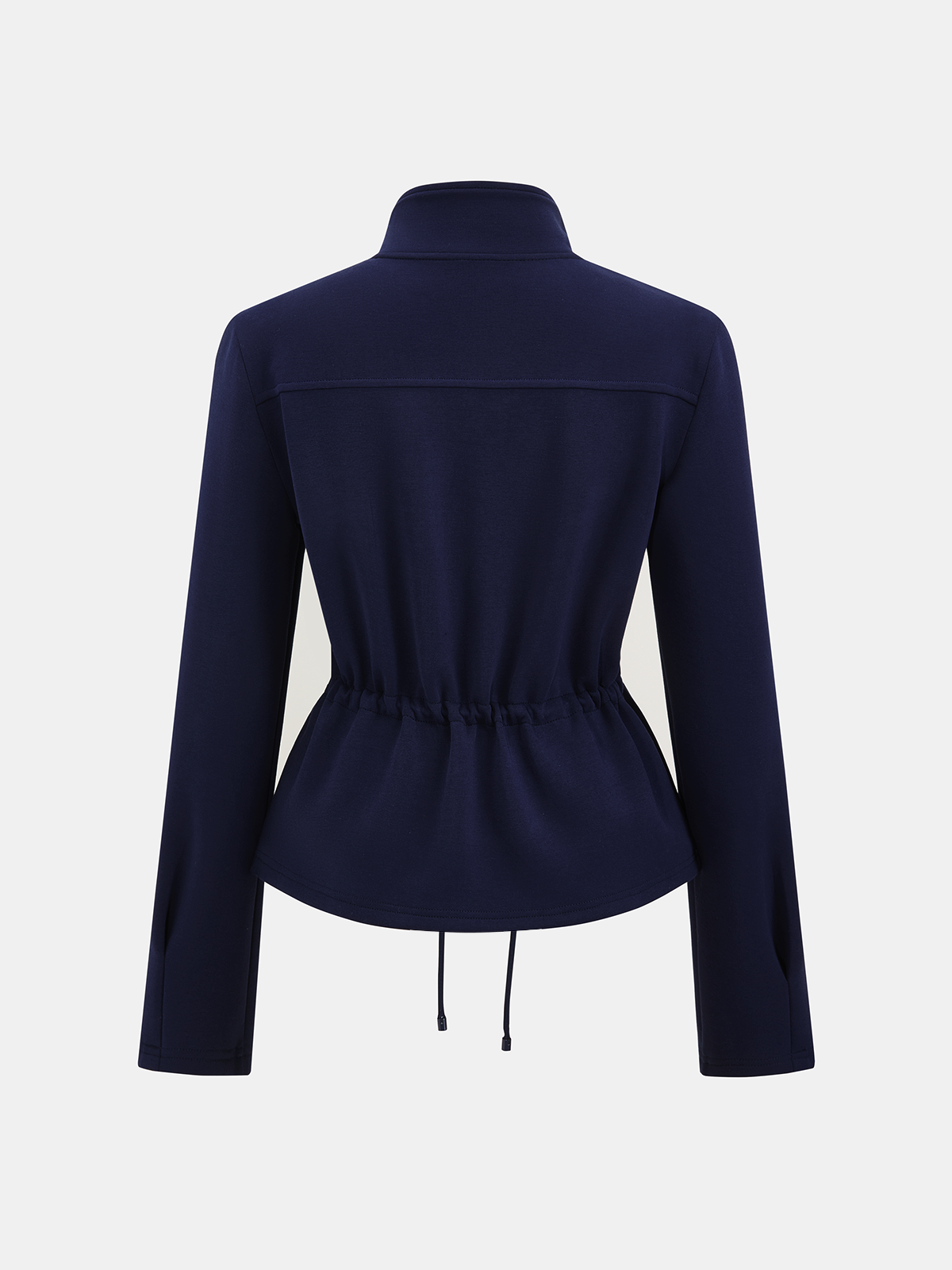 Drawstring-Waist Stand-Collar Jacket-Chicvia