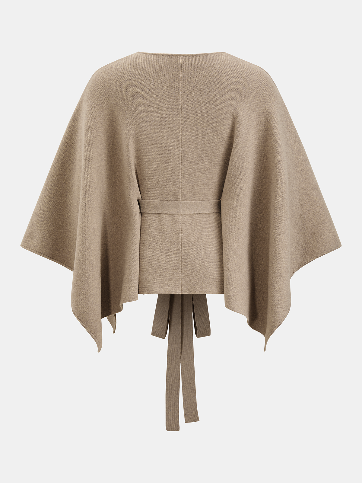 Metal Button Belted Cape-Style Knit Top-Chicvia