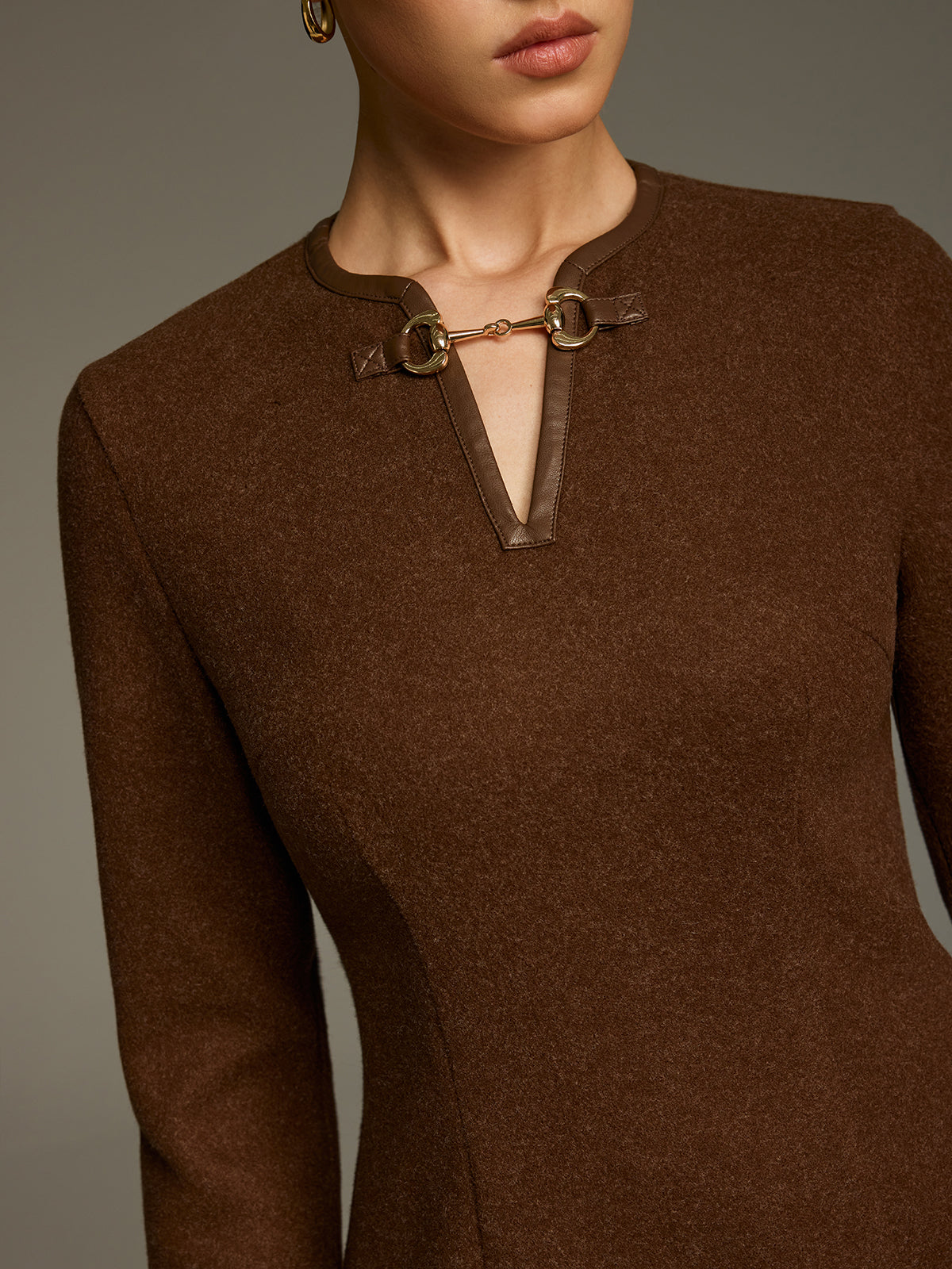 Horsebit Detail A-Line Mini Dress-Chicvia