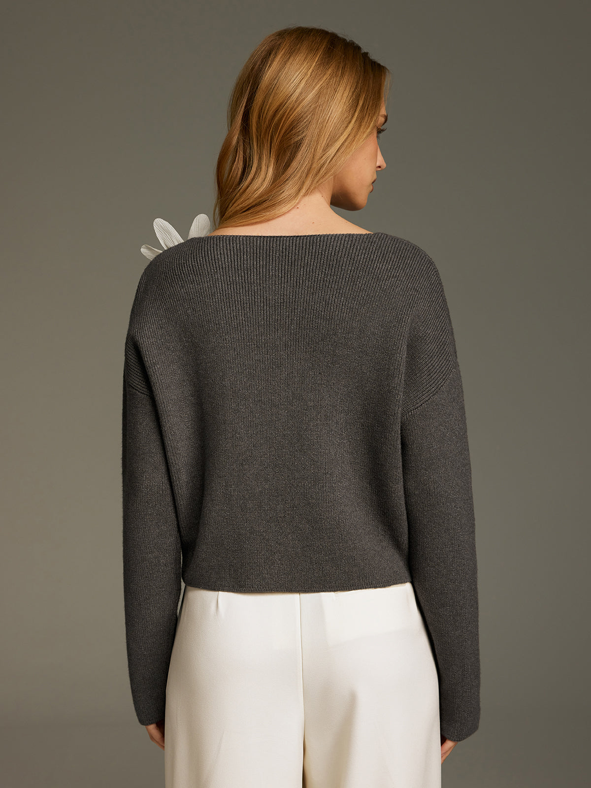 Floral Embellished Knit Cardigan-Chicvia