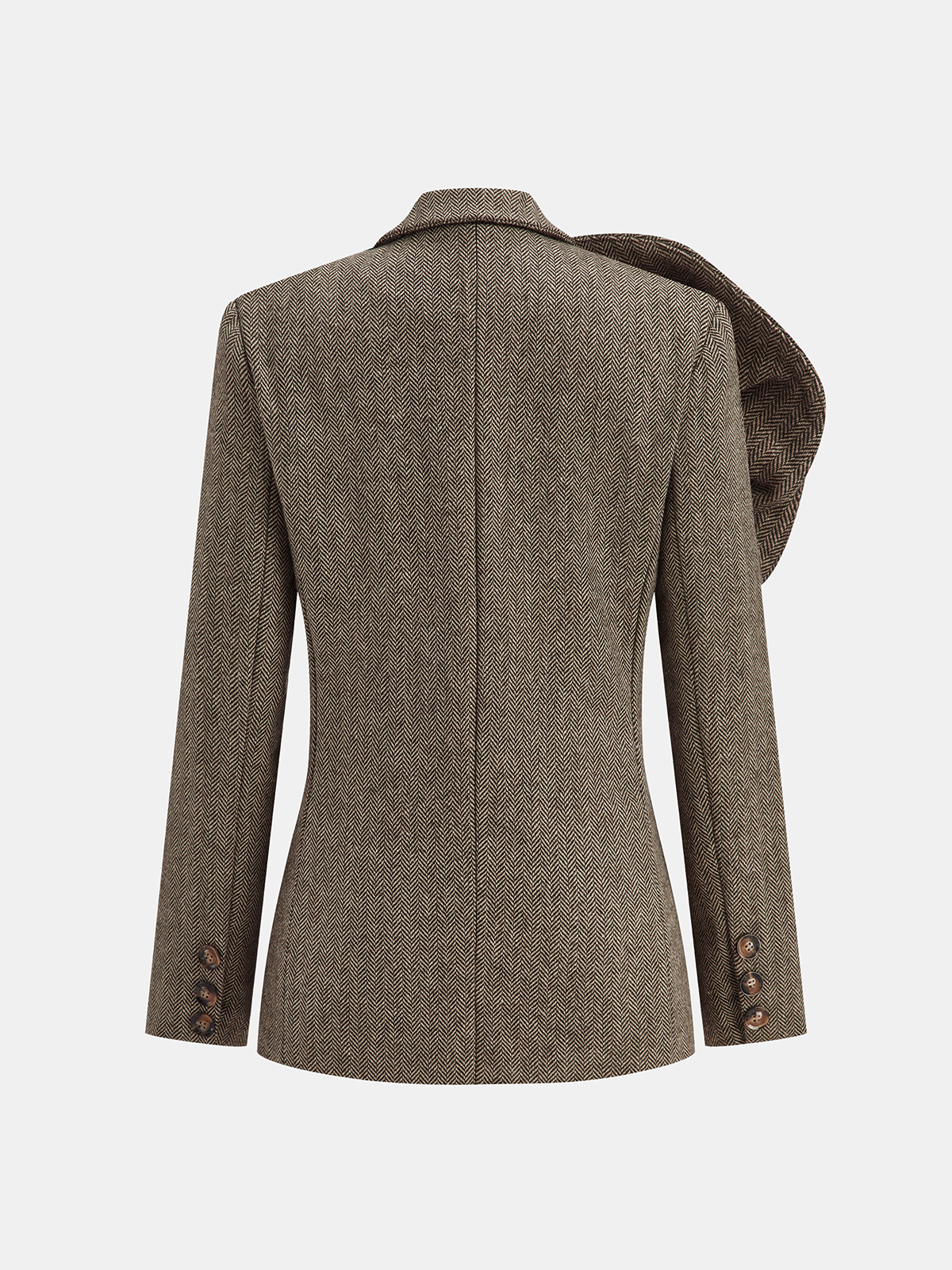 Large 3D Flower Single Button Tweed Blazer-Chicvia