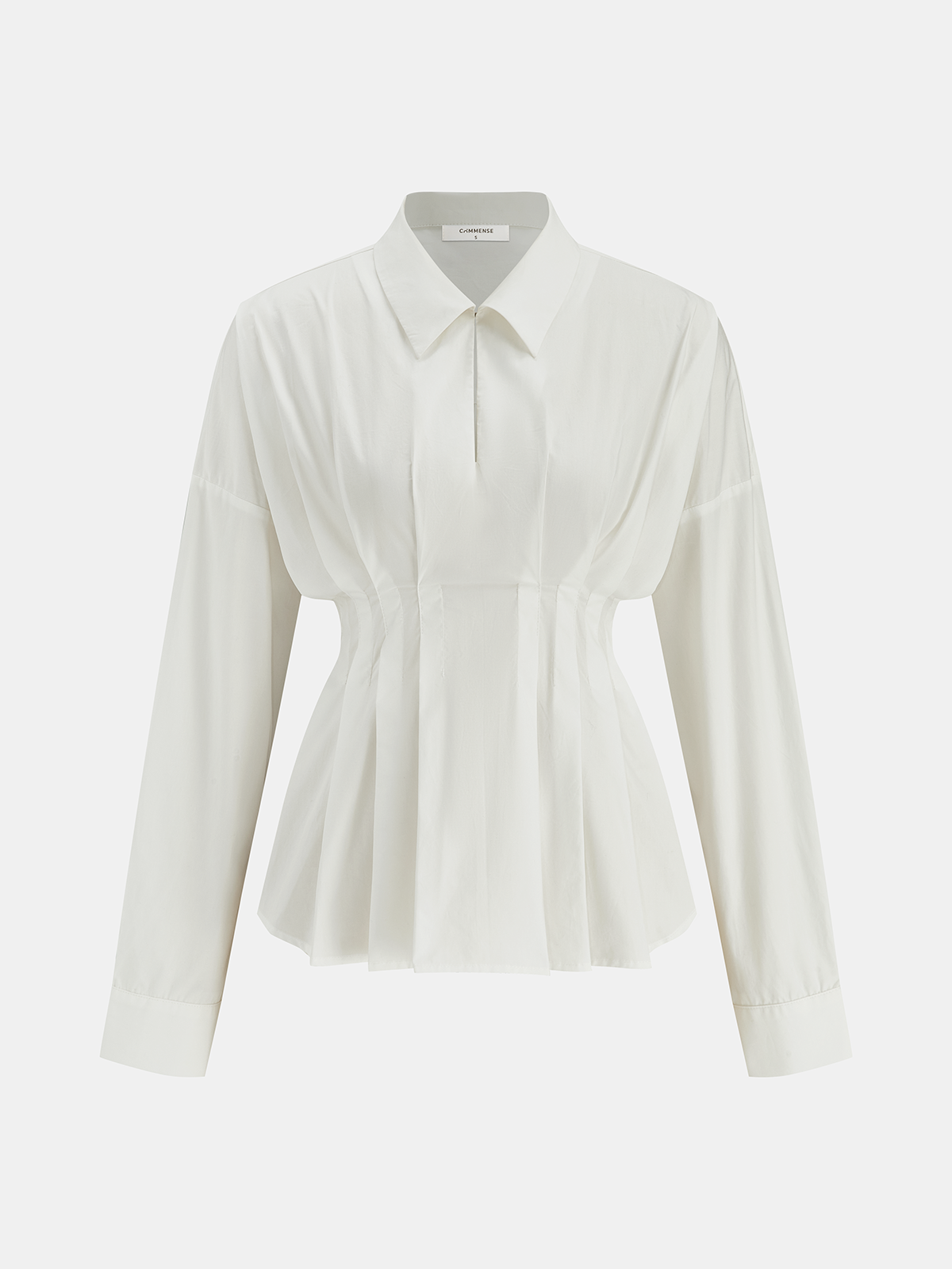Cotton Pleated Cinched Shirt-Chicvia