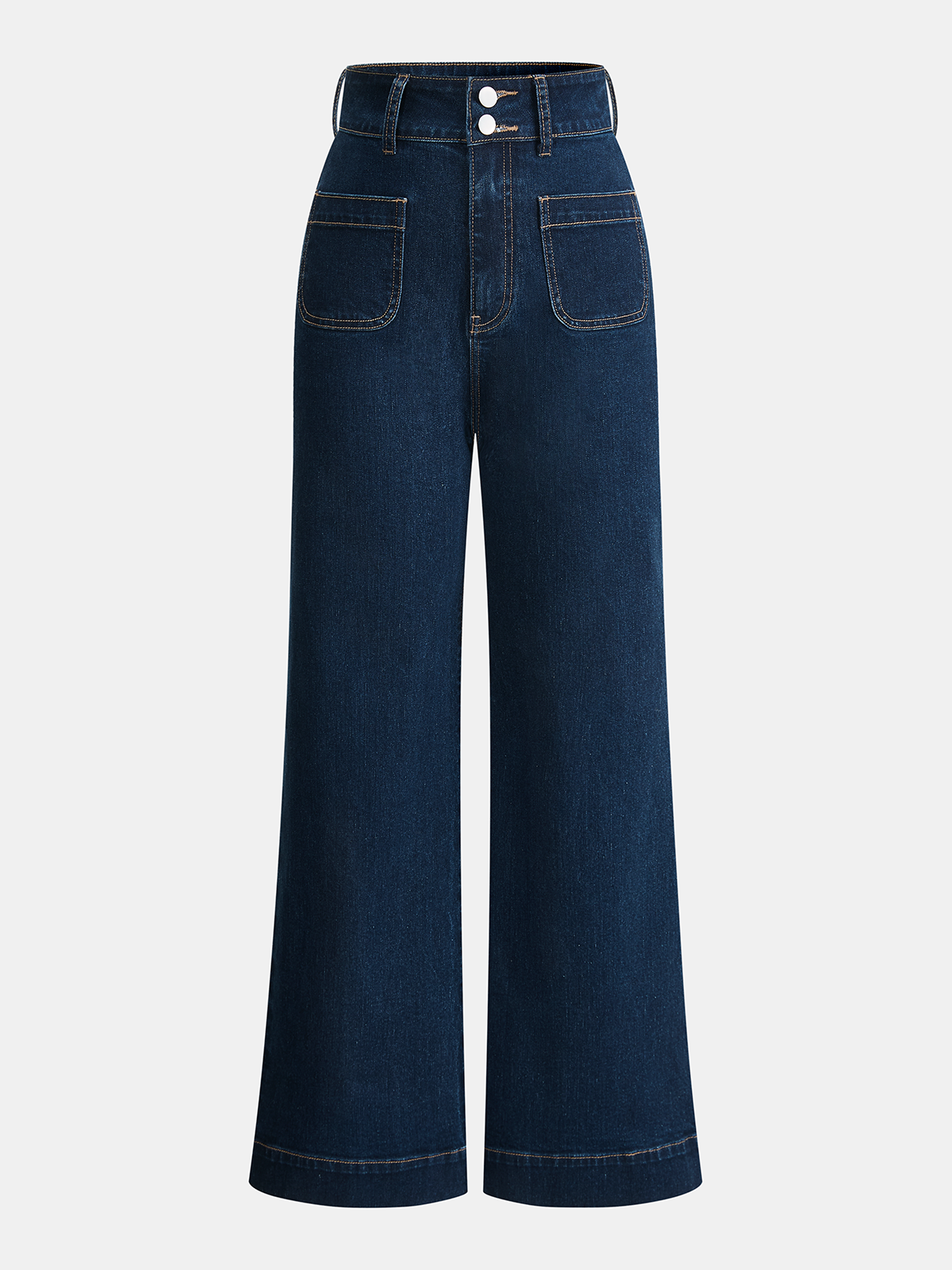 High-Waist Denim Straight-Leg Jeans-Chicvia