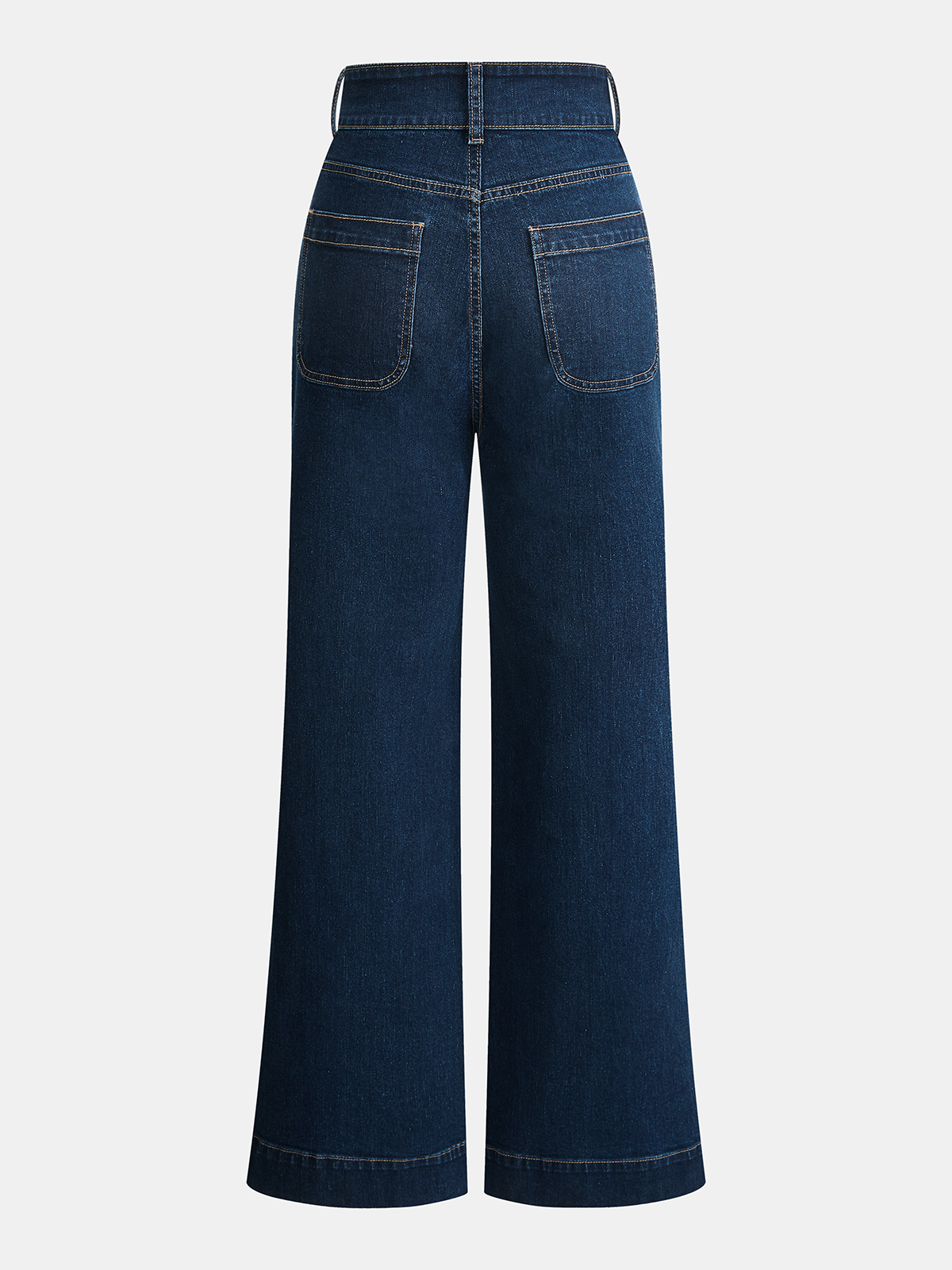 High-Waist Denim Straight-Leg Jeans-Chicvia