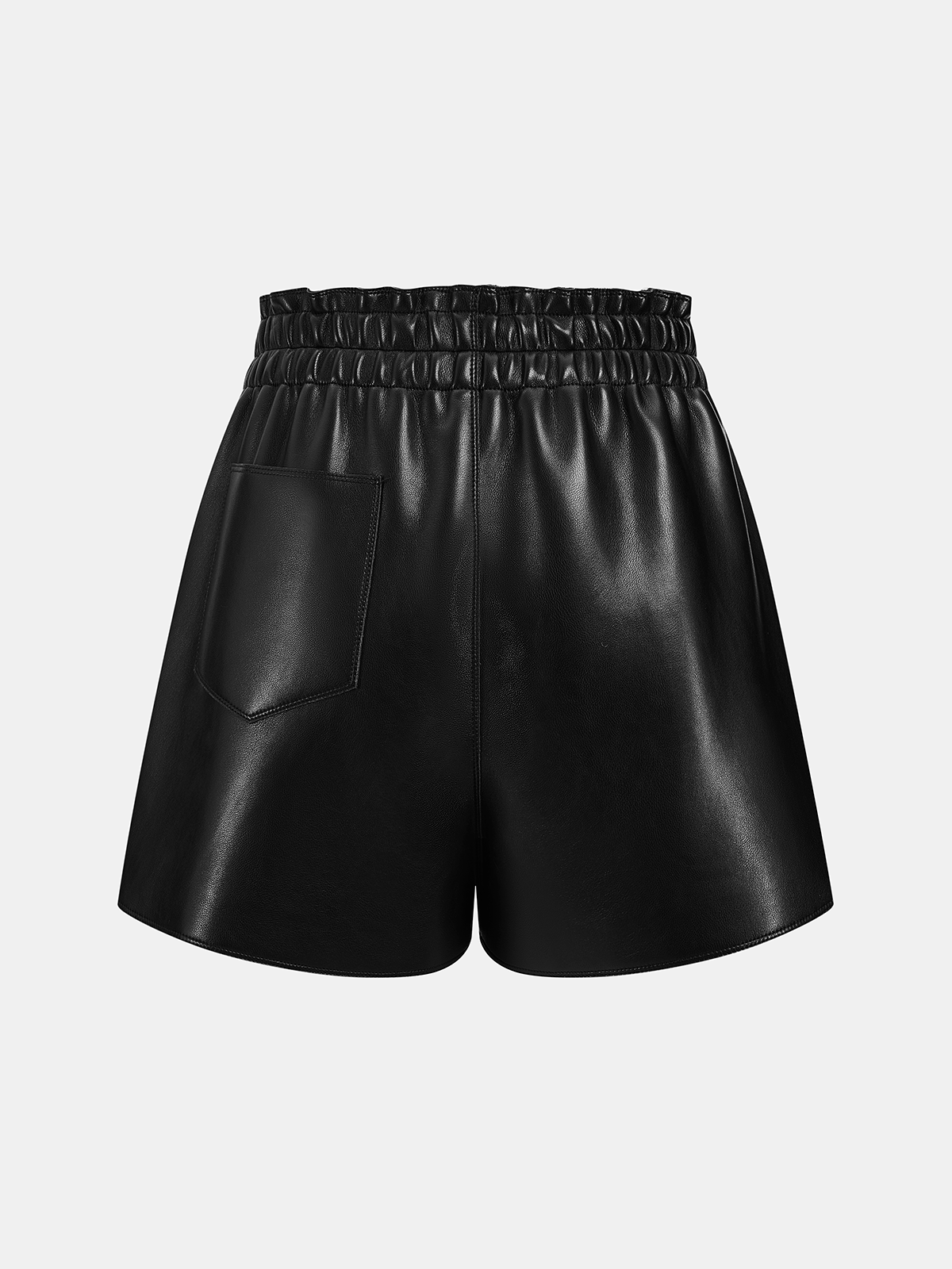 Button-Front Faux Leather Skort-Chicvia