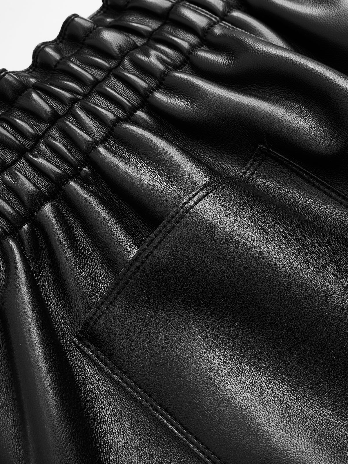 Button-Front Faux Leather Skort-Chicvia