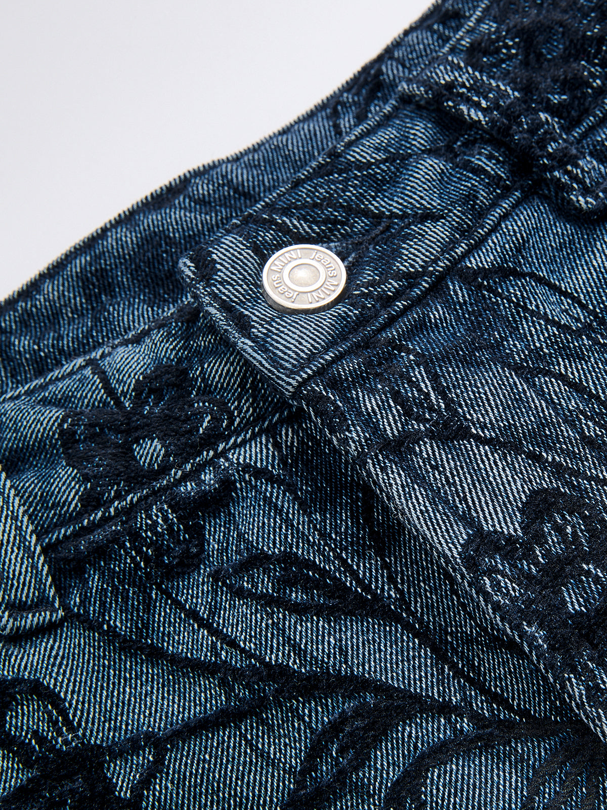 Floral Jacquard Curved-Leg Jeans-Chicvia