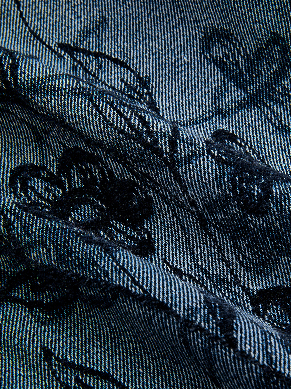 Floral Jacquard Curved-Leg Jeans-Chicvia