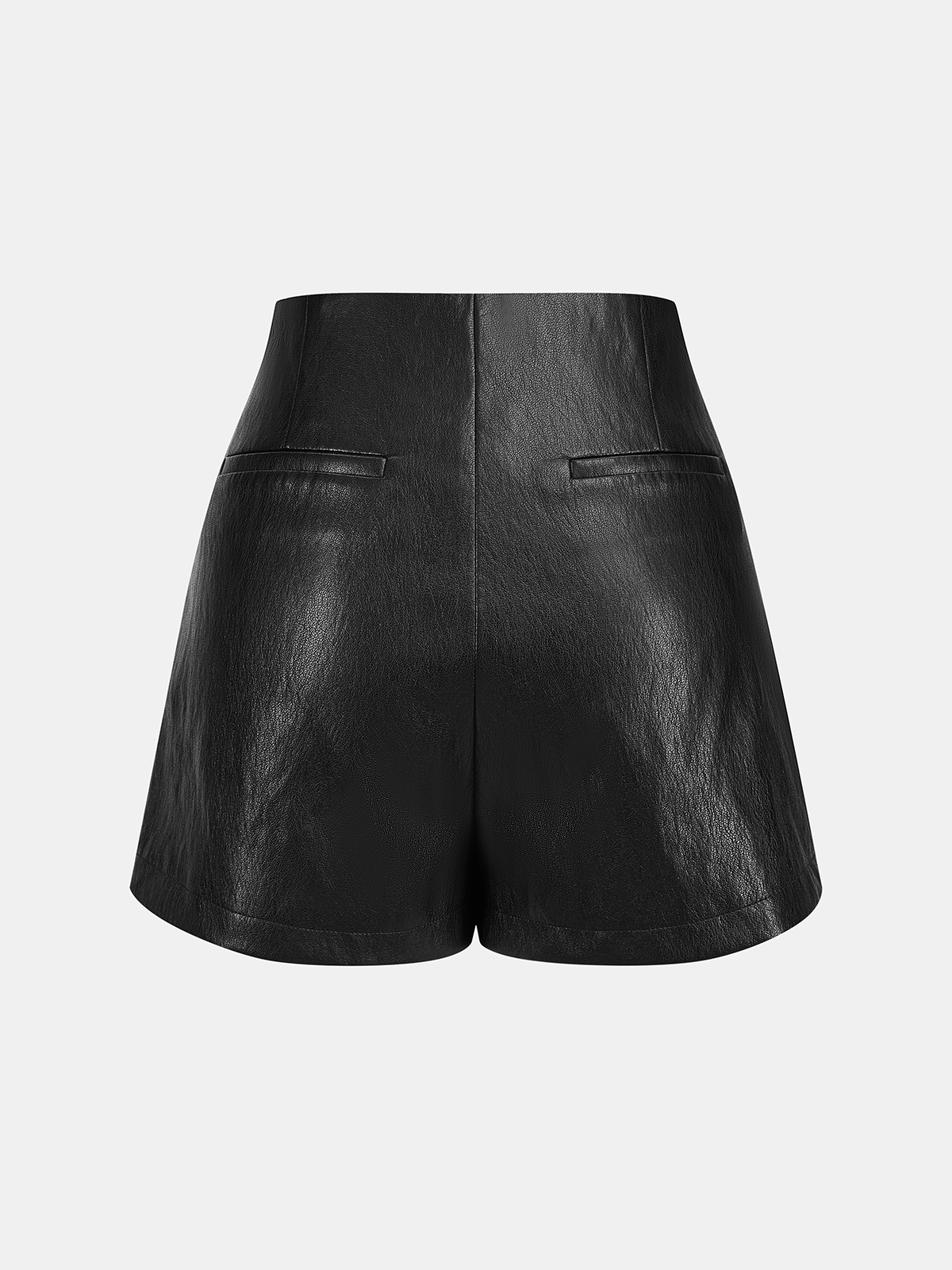 Faux Leather Ruched Mini Skort-Chicvia