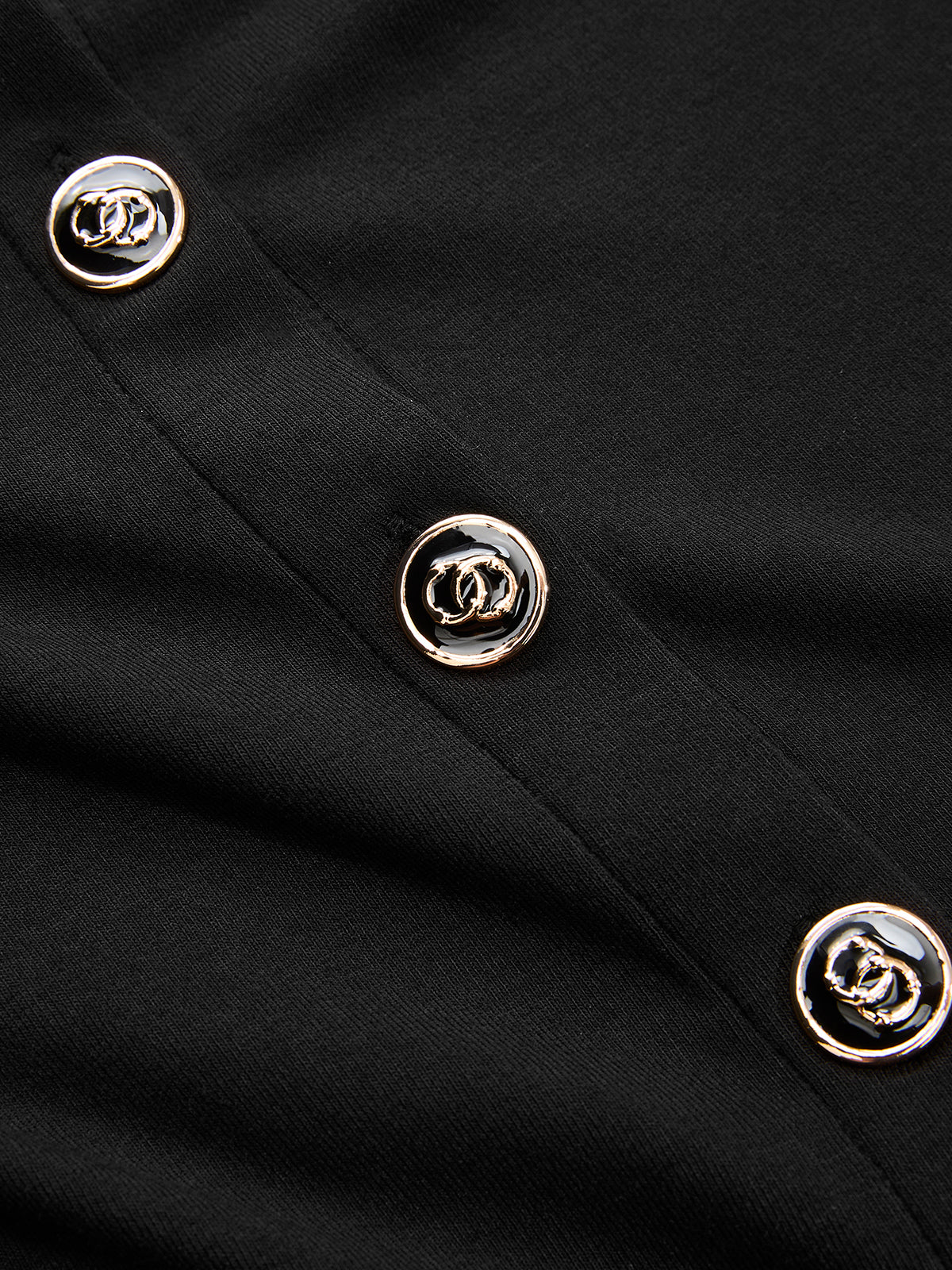 Faux Leather Panel Button-Front Knit Top-Chicvia