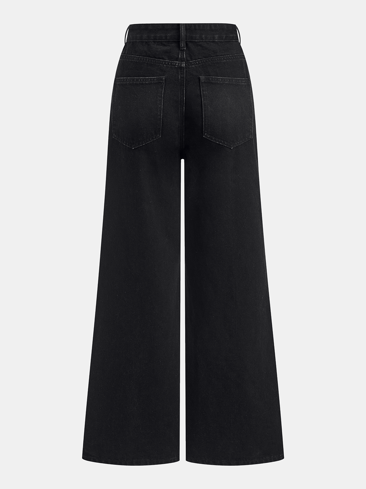Metal Button-Detail Wide-Leg Jeans-Chicvia