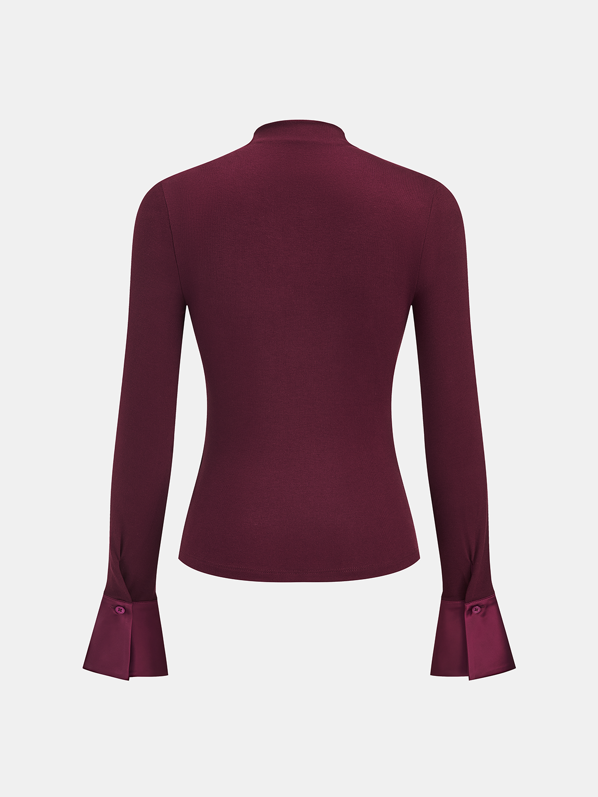 Cuff Panel Mock Neck Ruched Top-Chicvia