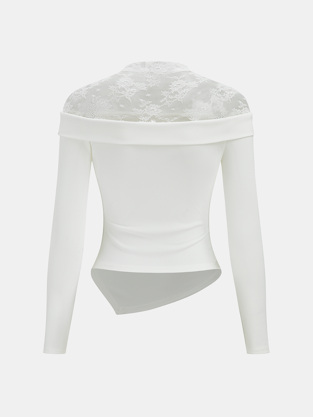 Lace Panel 3D Floral Off-Shoulder Top-Chicvia