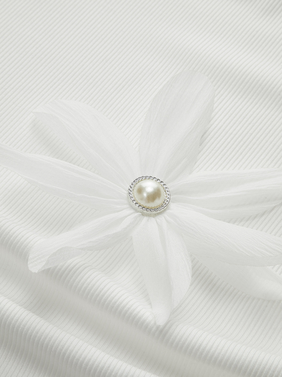 Lace Panel 3D Floral Off-Shoulder Top-Chicvia