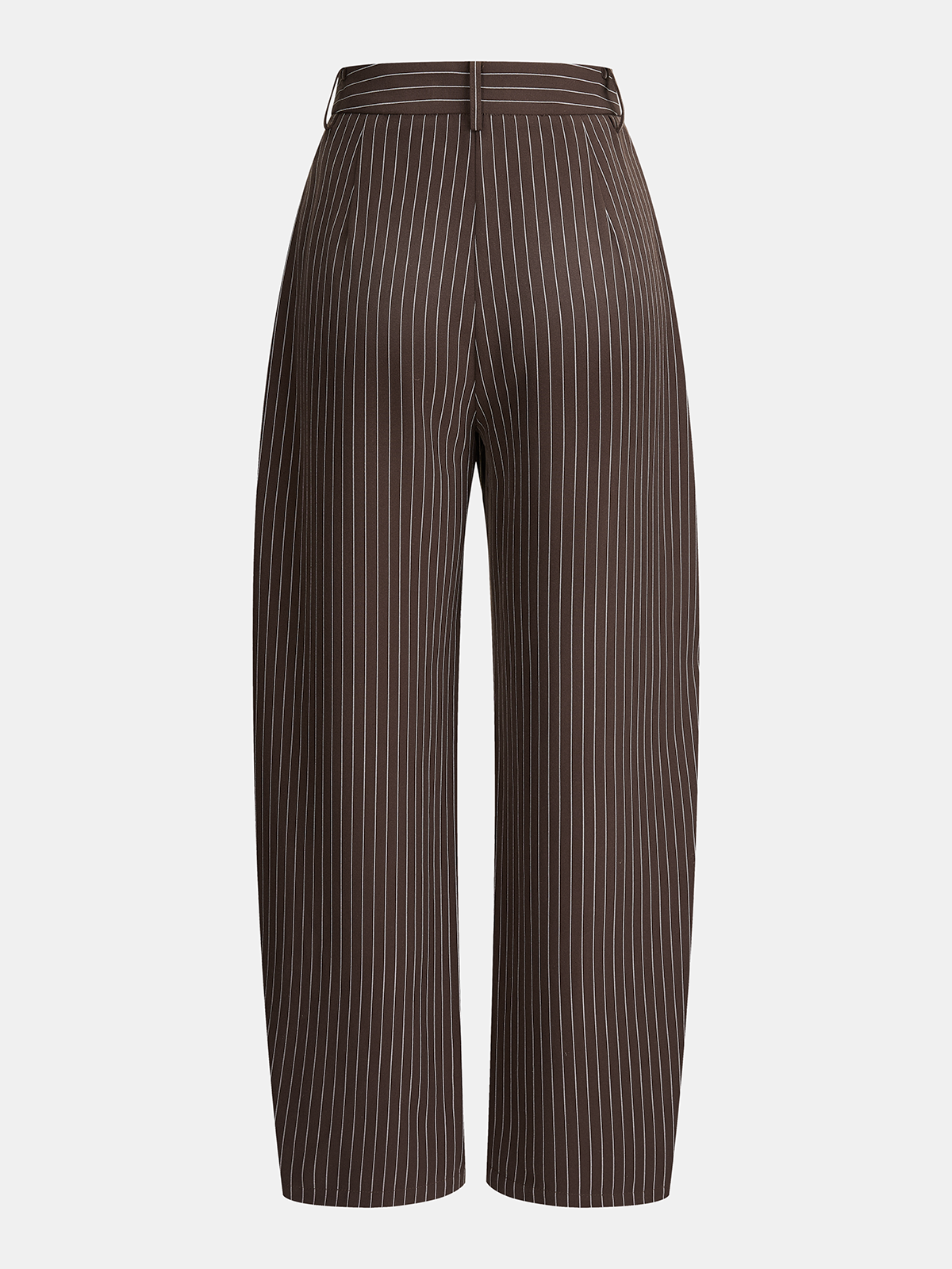 Pinstripe Asymmetric Curved-Leg Pants-Chicvia
