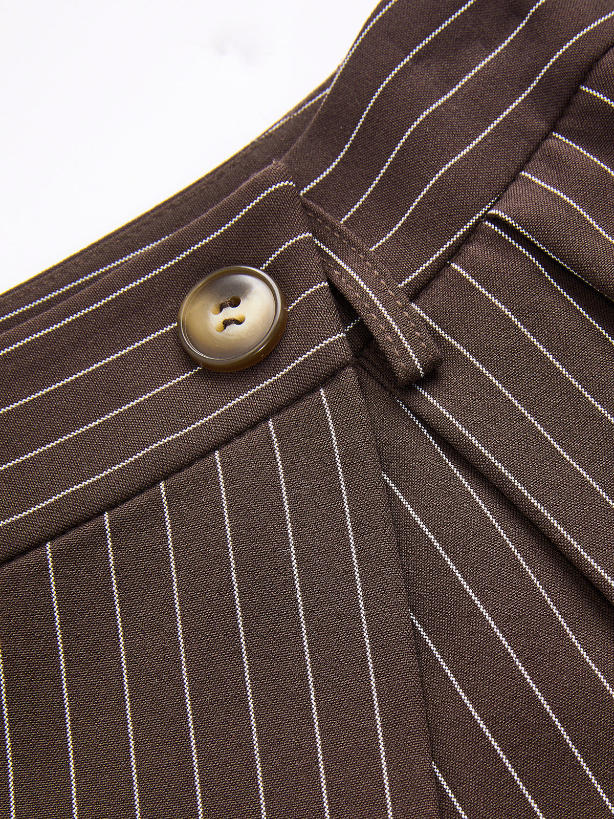 Pinstripe Asymmetric Curved-Leg Pants-Chicvia