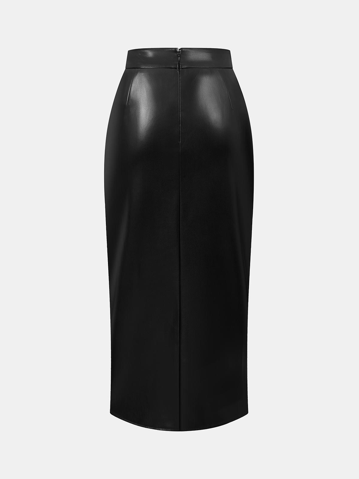 Knit Top & Faux Leather Ruched Skirt Set-Chicvia