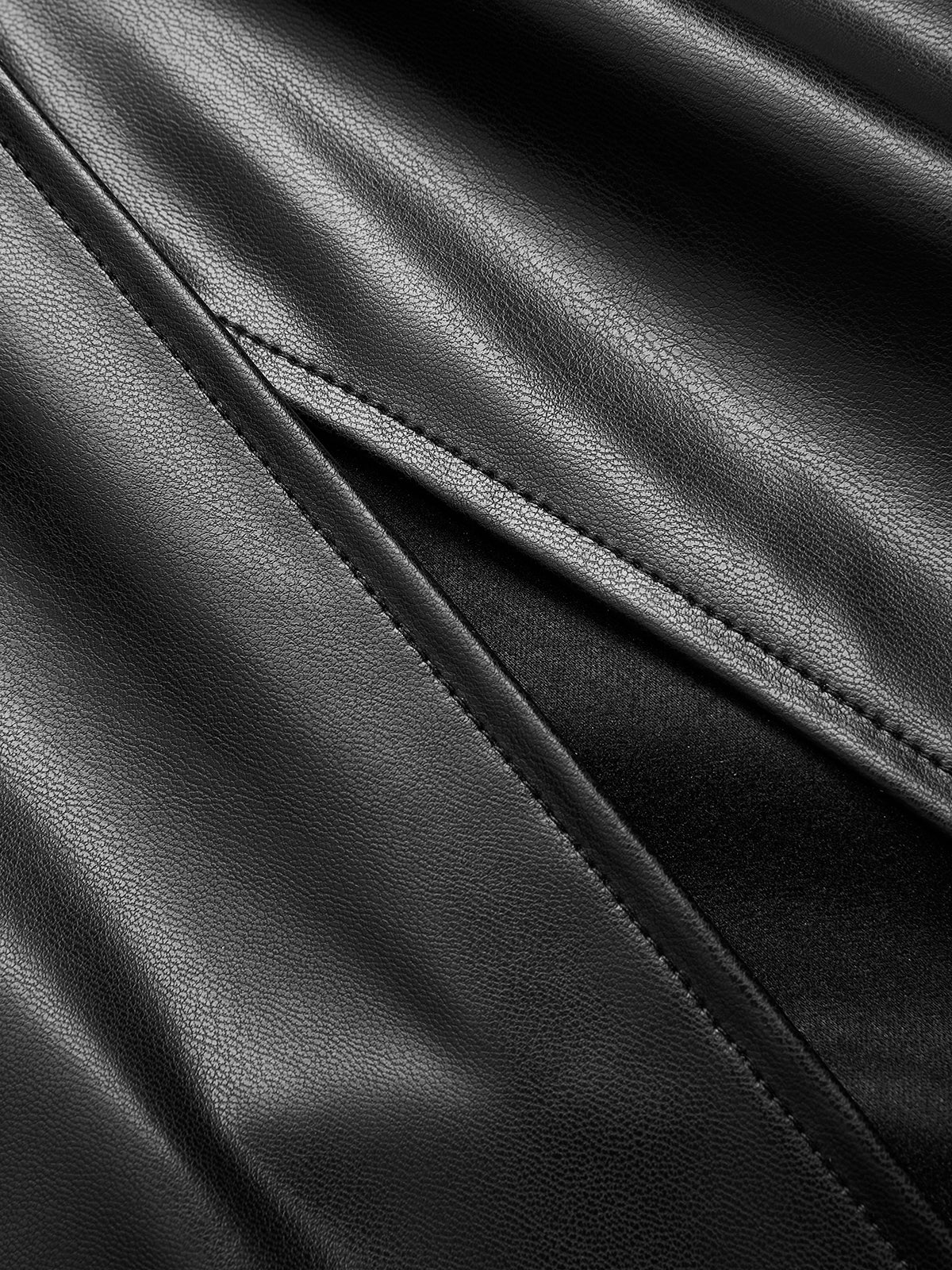 Knit Top & Faux Leather Ruched Skirt Set-Chicvia