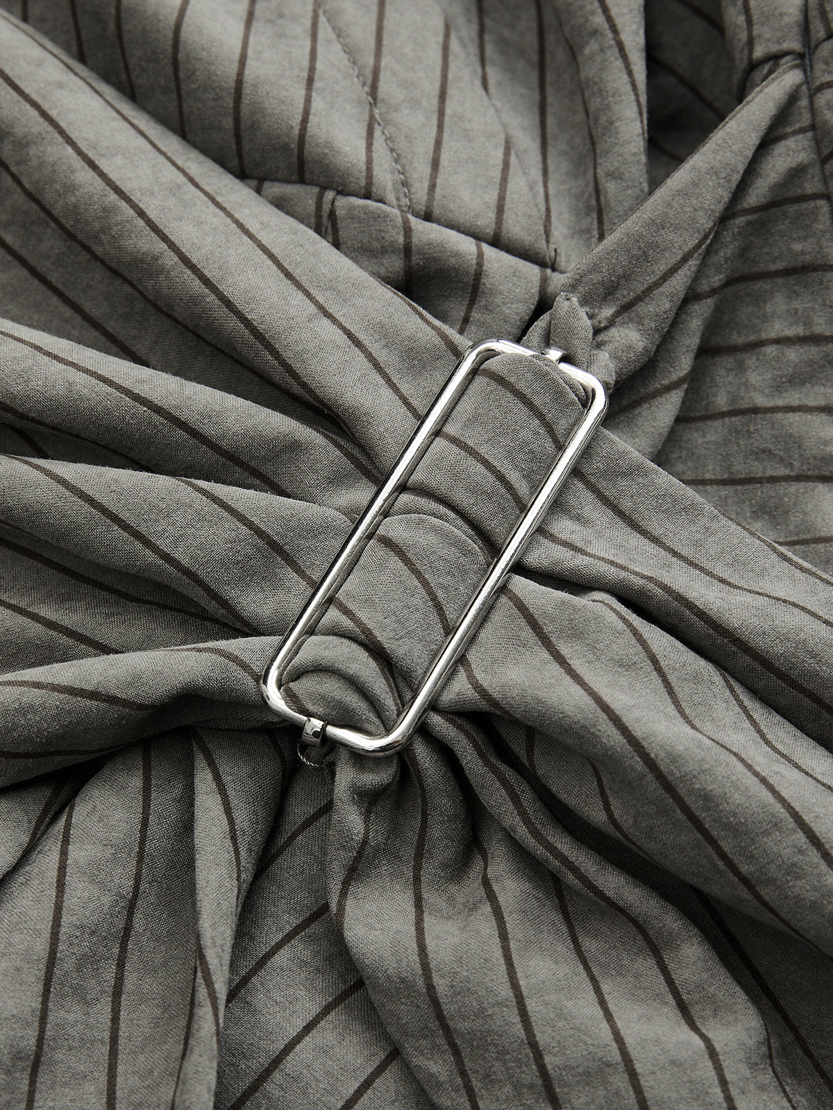 Pinstripe Wrap-Waist Shirt Dress-Chicvia