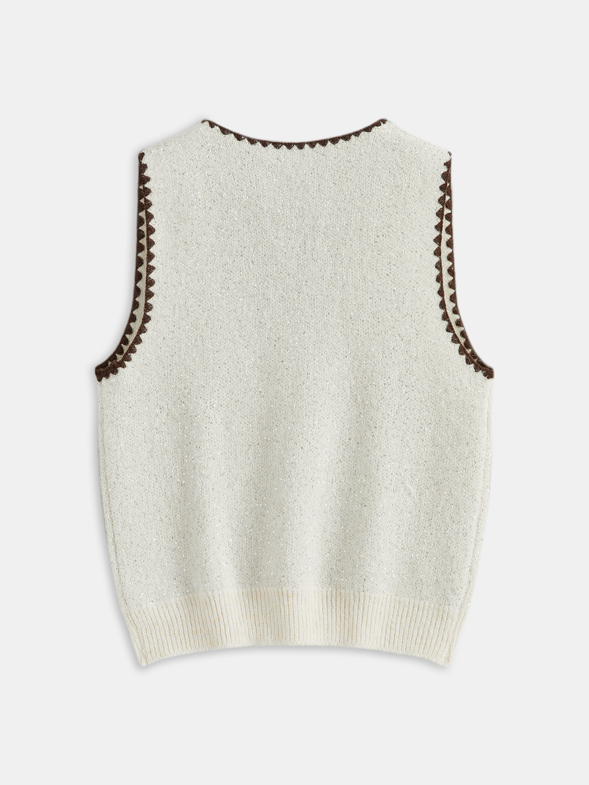 Contrast Scalloped Trim Sleeveless Vest-Chicvia