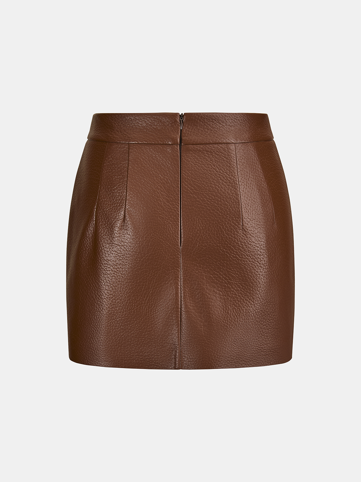 Faux Leather Belted Jacket & Skirt Set-Chicvia