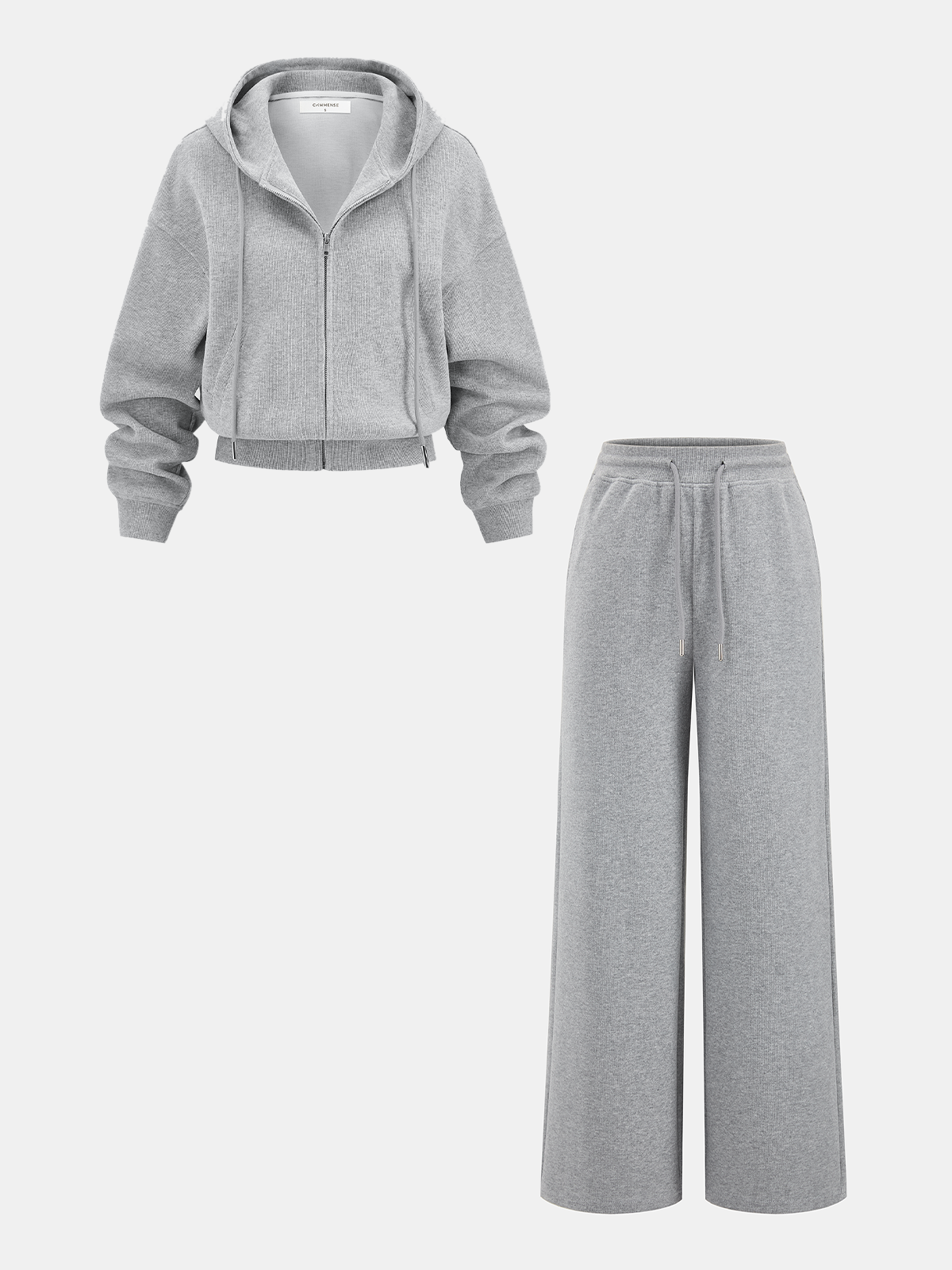 Cotton-Blend Zip-Up Hoodie-Chicvia