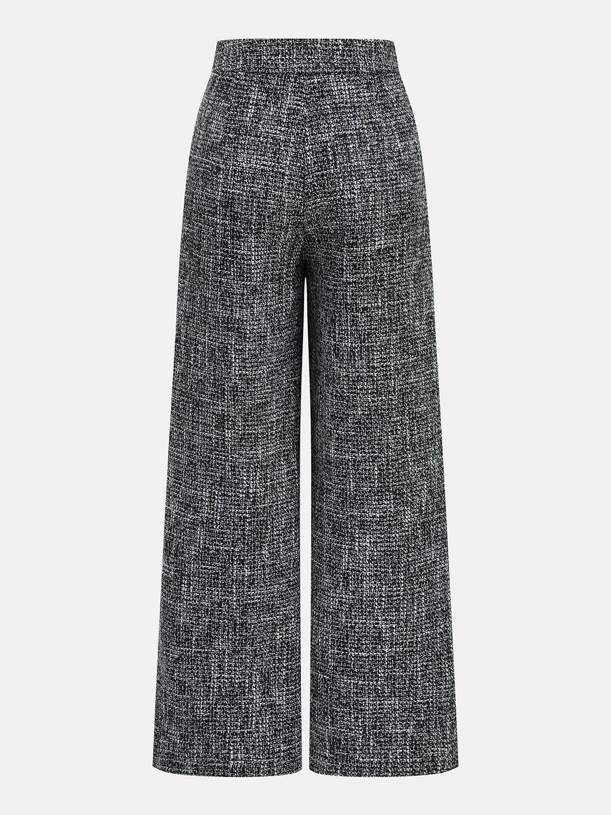 Mid-Waist Tweed Wide-Leg Pants-Chicvia