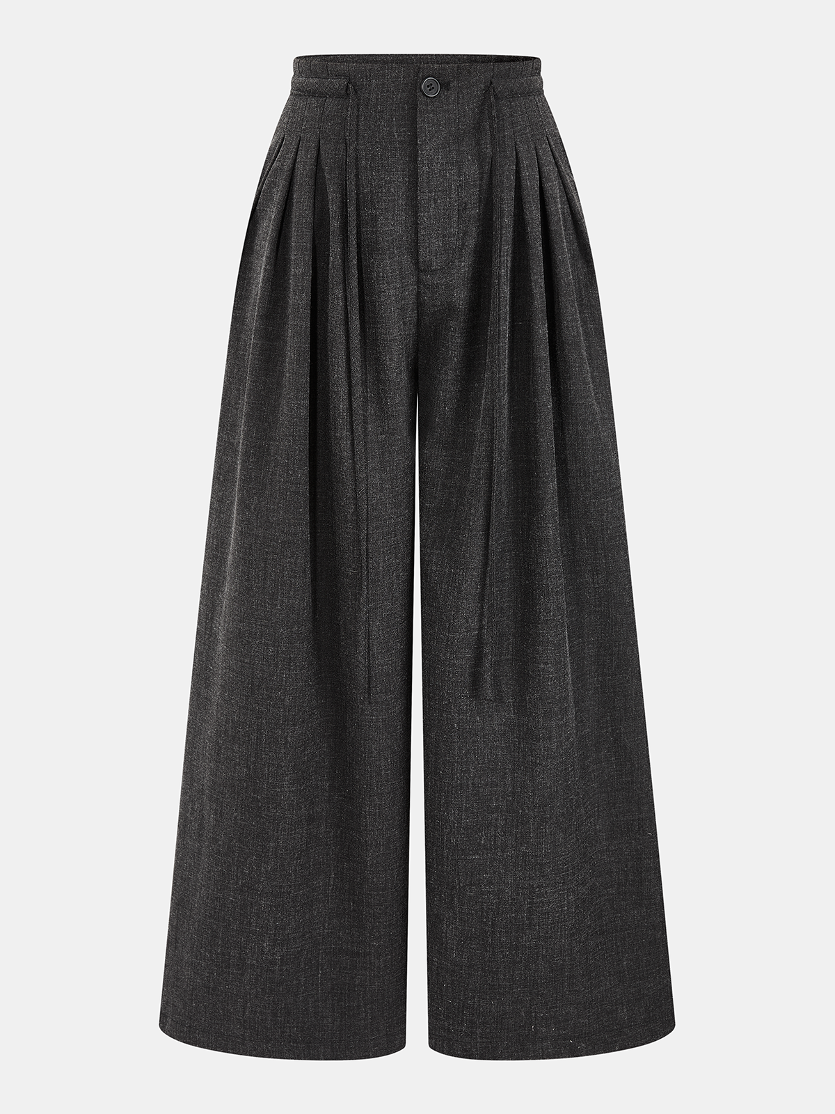 Pleated Drawstring Wide-Leg Pants-Chicvia
