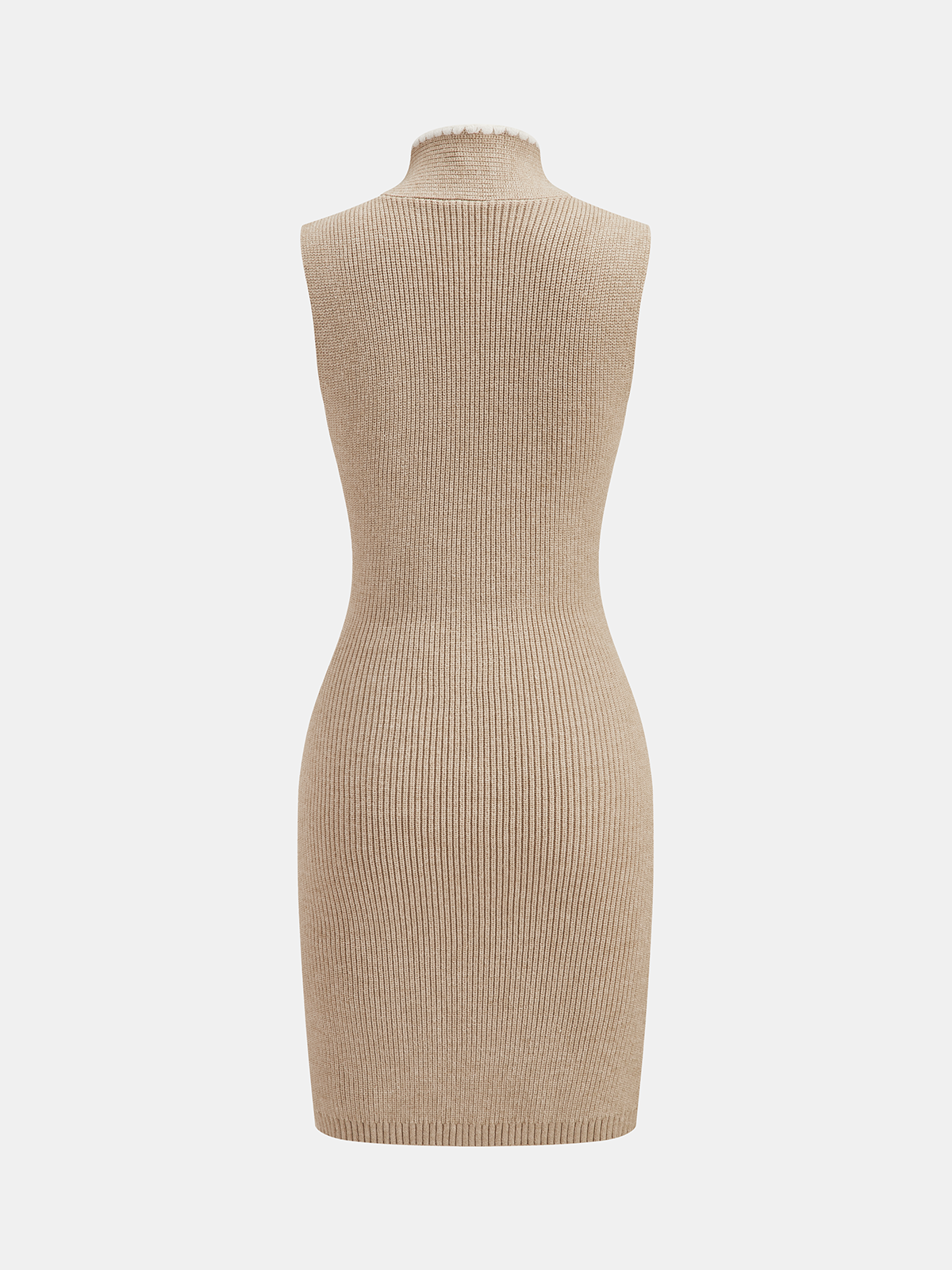 Contrast Trim Tie-Neck Sleeveless Knit Dress-Chicvia