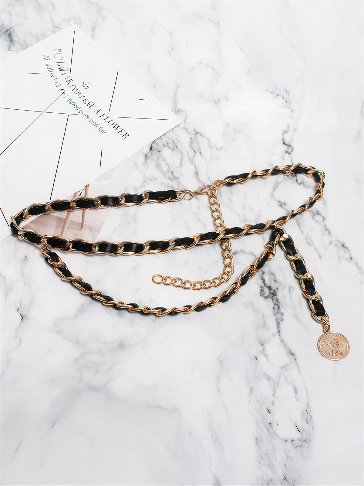 Coin Charm Wrap Chain Belt-Chicvia