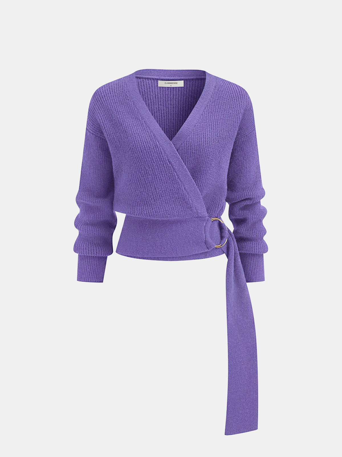 Metal Ring Knit Wrap Cardigan-Chicvia