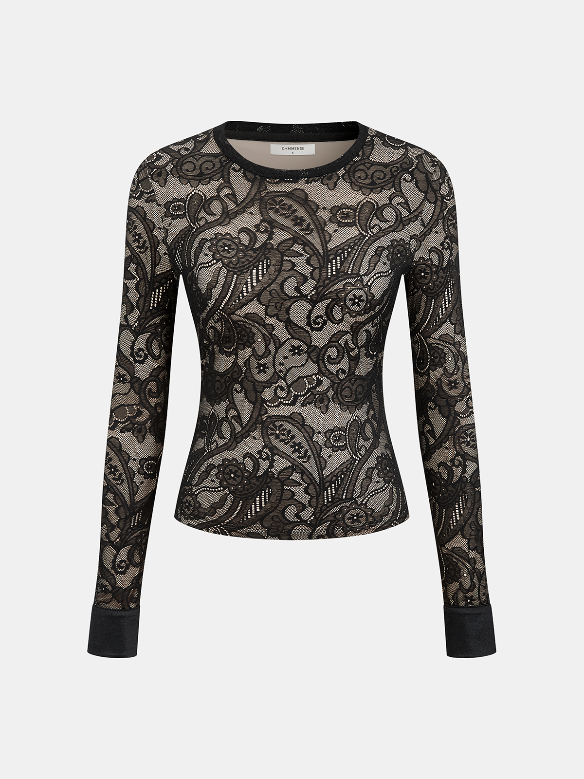 Paisley Lace Long-Sleeve Top-Chicvia