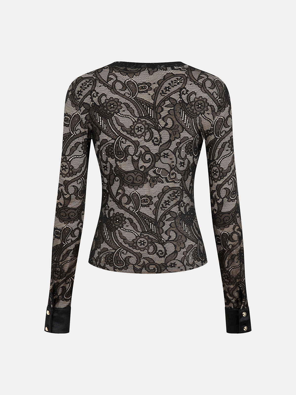Paisley Lace Long-Sleeve Top-Chicvia