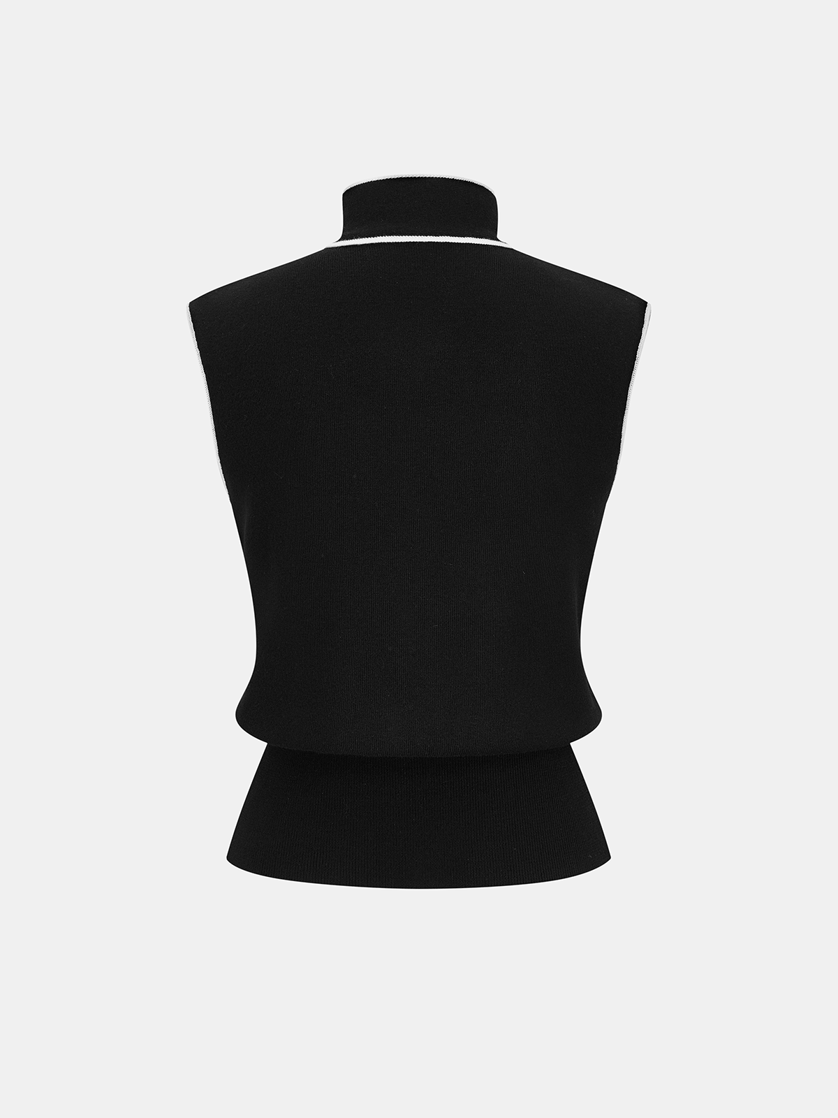 Contrast-Trim Tie-Neck Sweater Vest-Chicvia