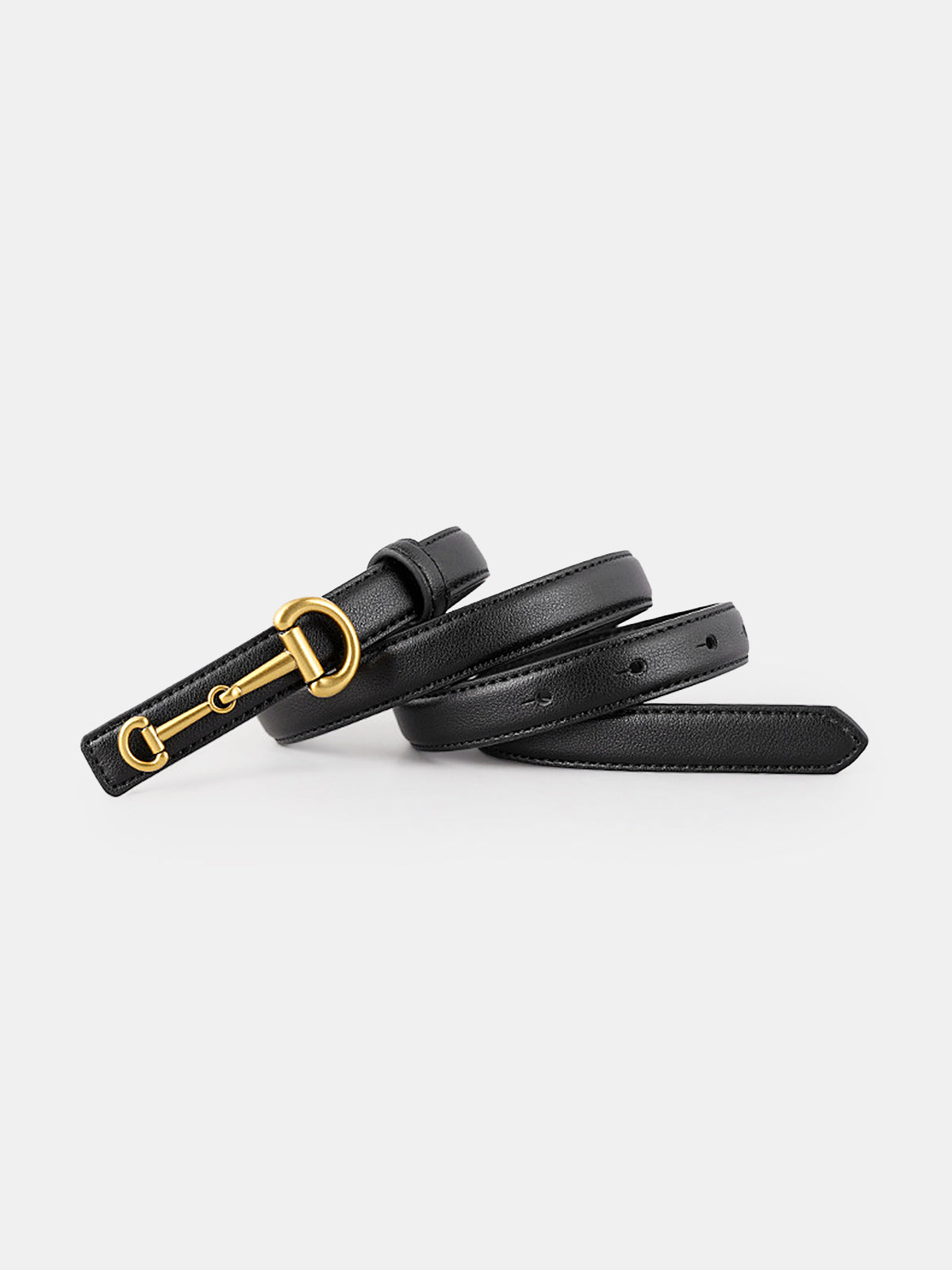 Horsebit Buckle Leather Belt-Chicvia