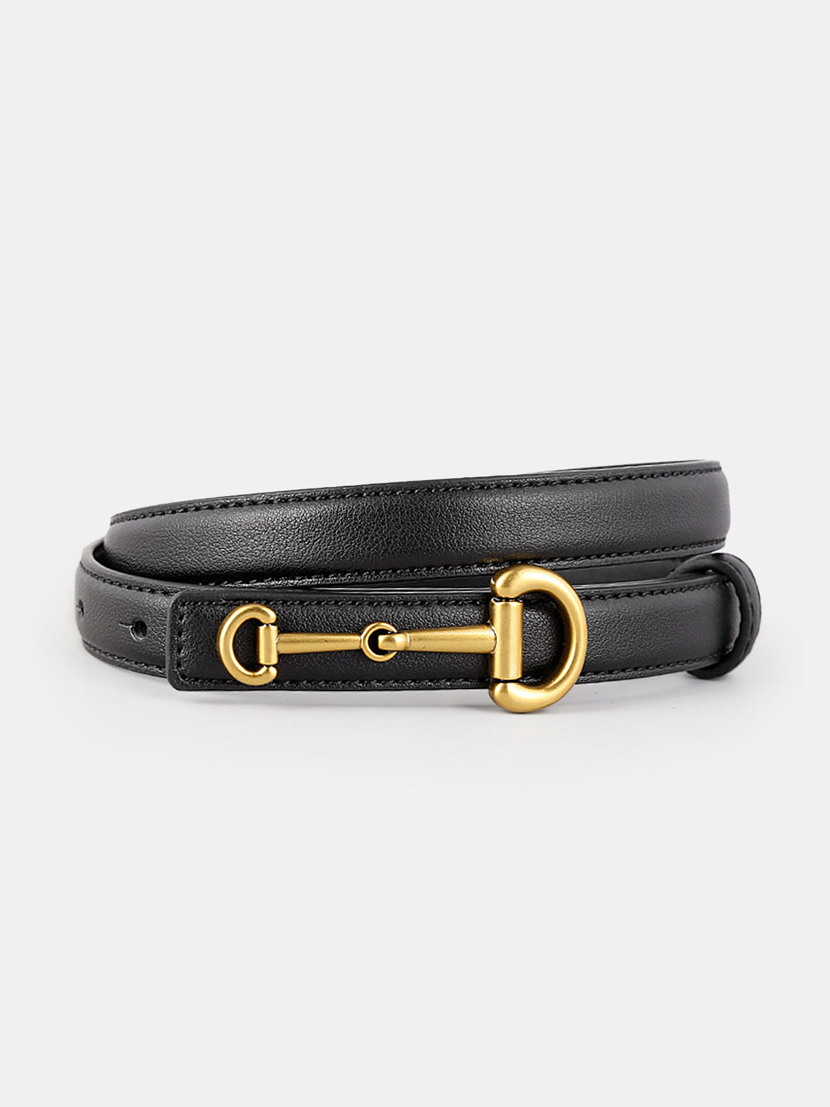 Horsebit Buckle Leather Belt-Chicvia