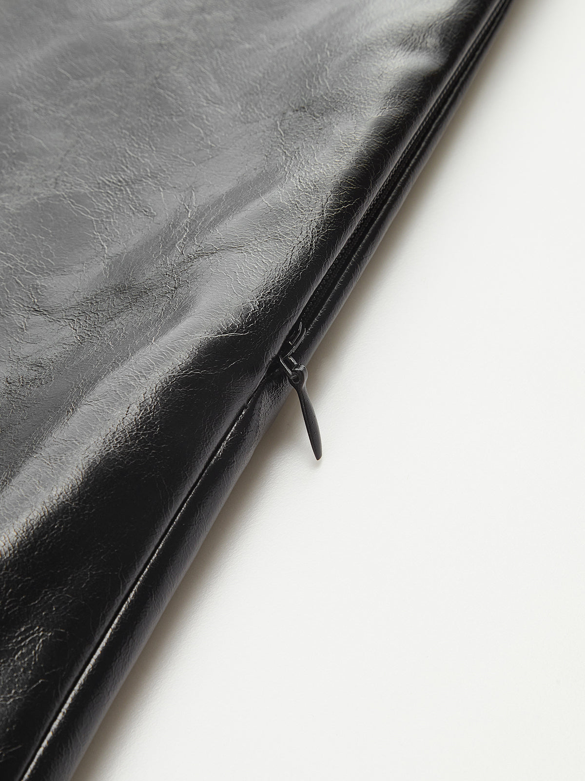 Faux Leather Panel Satin Asymmetric Midi Skirt-Chicvia