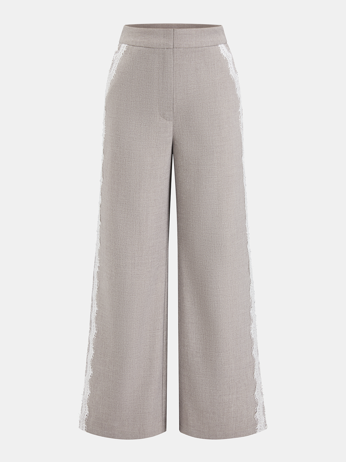 Lace Trimmed Straight-Leg Pants-Chicvia