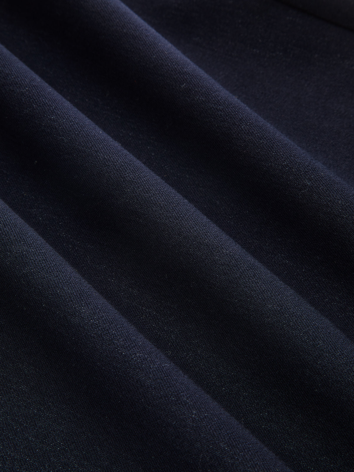 High-Waisted Metal Button Faux Denim Pants-Chicvia