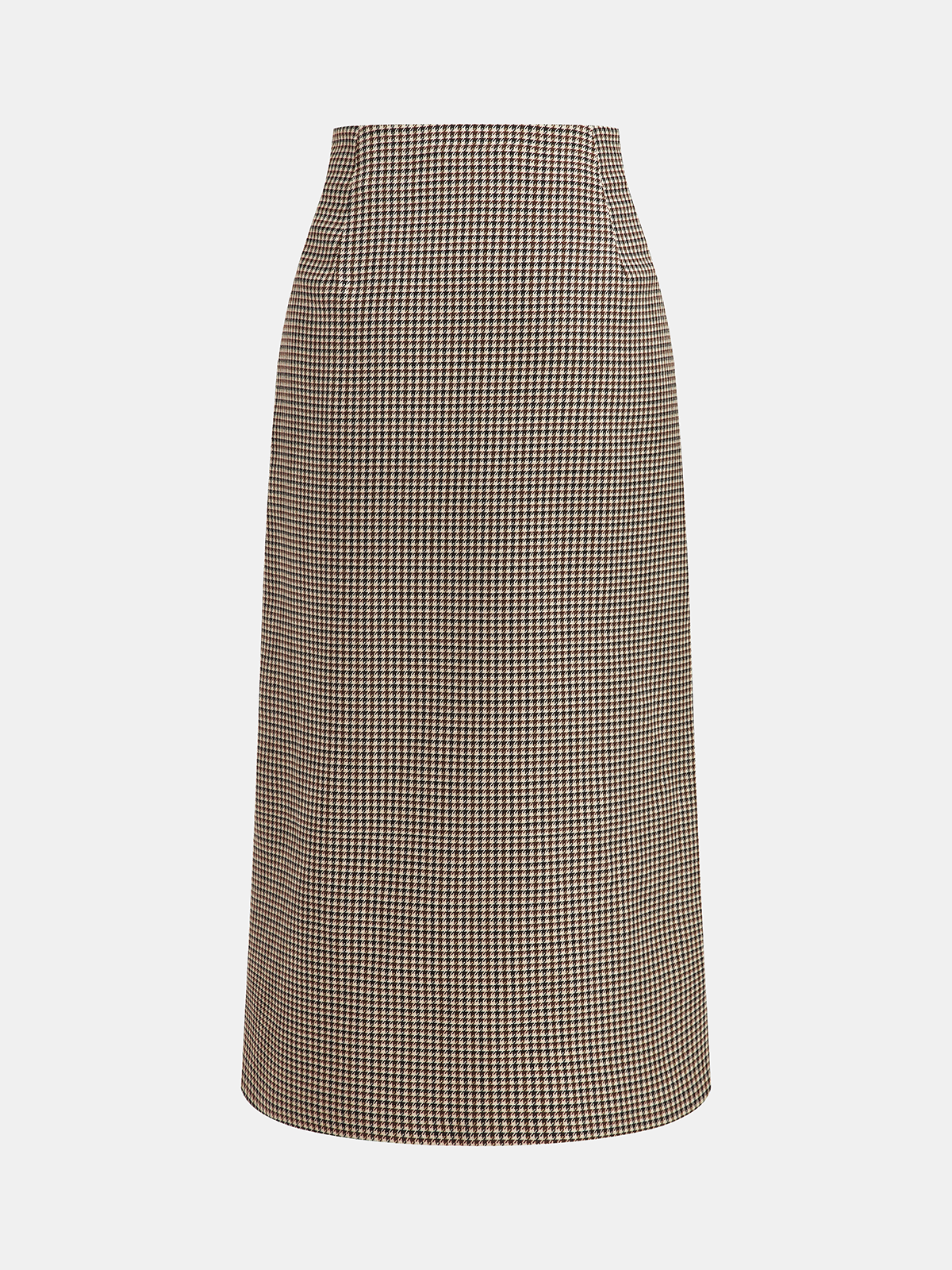 Metal Embellished Houndstooth Midi Skirt-Chicvia