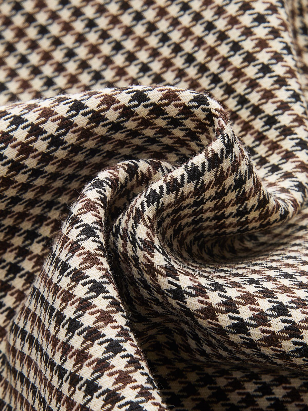 Metal Embellished Houndstooth Midi Skirt-Chicvia