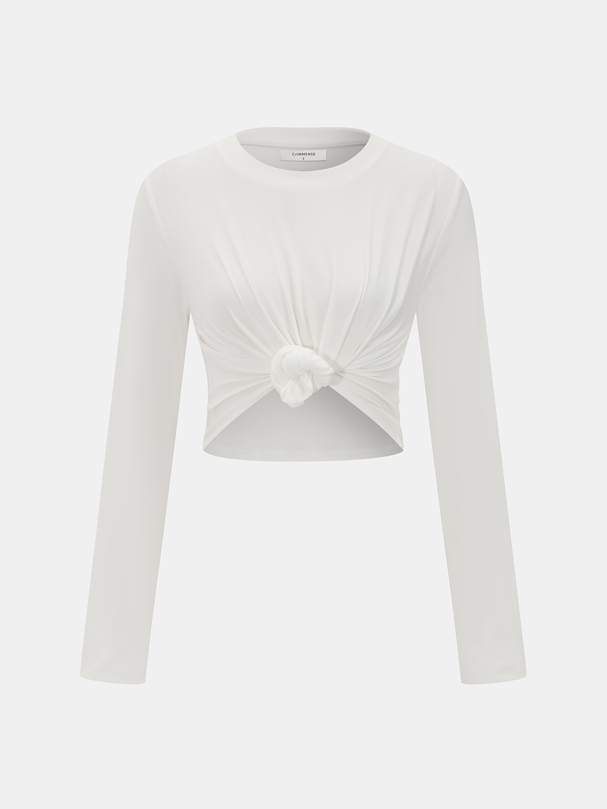 Cotton-Blend Knot-Front Cropped Top-Chicvia