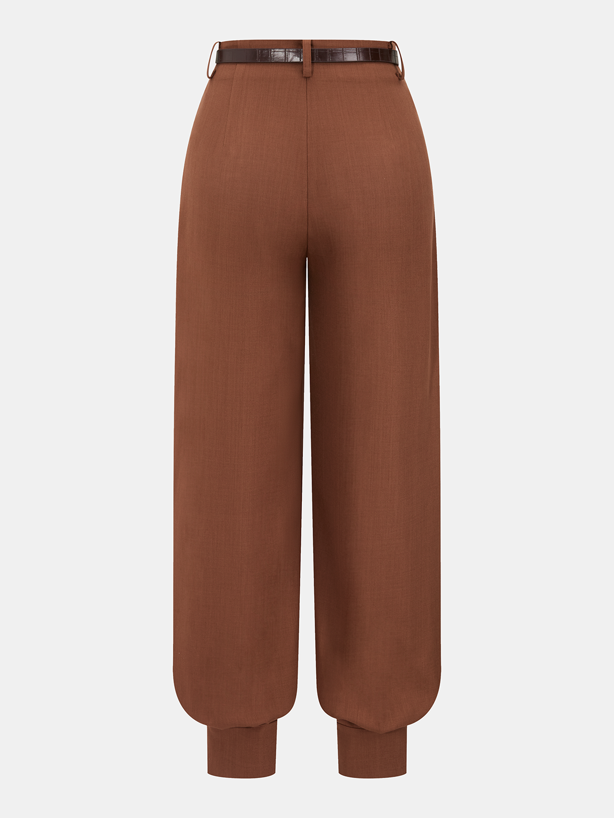 Belted Pleated Balloon-Leg Pants-Chicvia